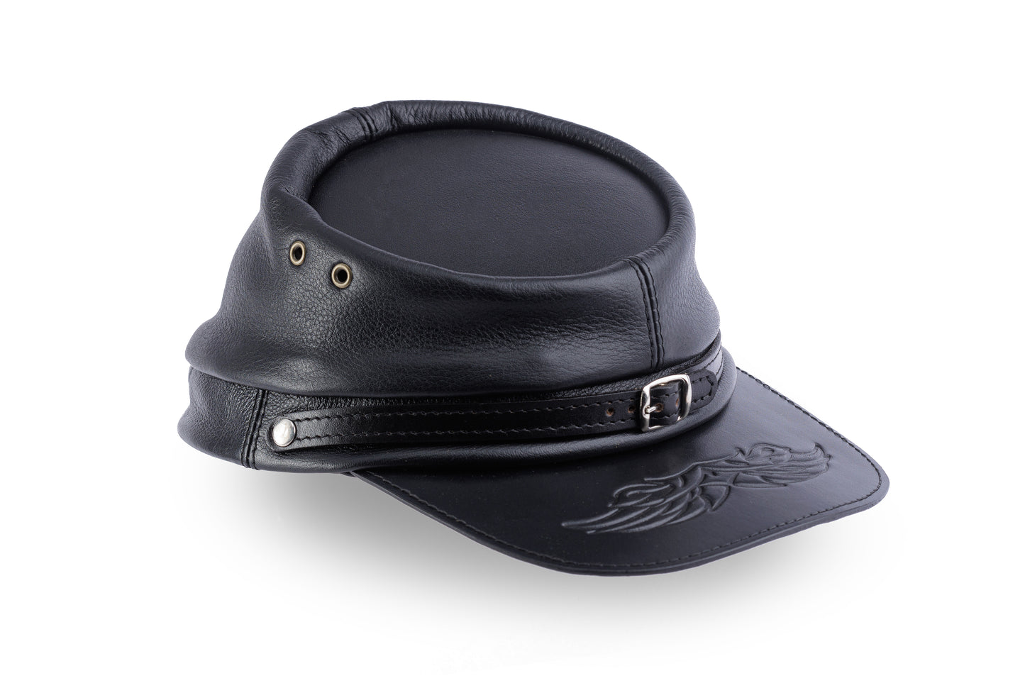 REB CAP NAPPA | BLACK WITH BLACK PEAK