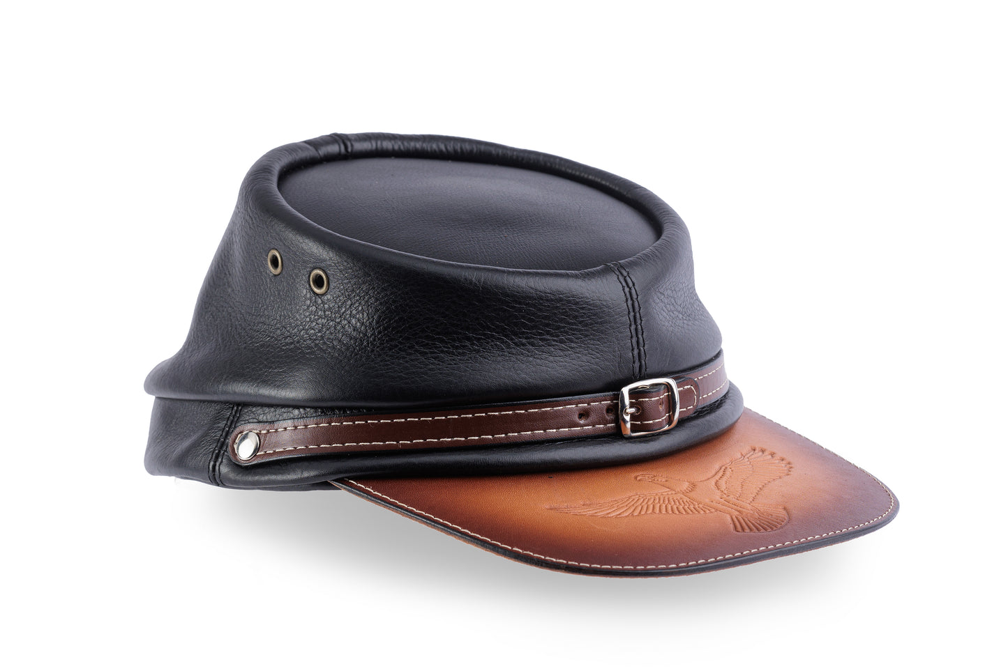 REB CAP NAPPA | BLACK WITH BROWN PEAK